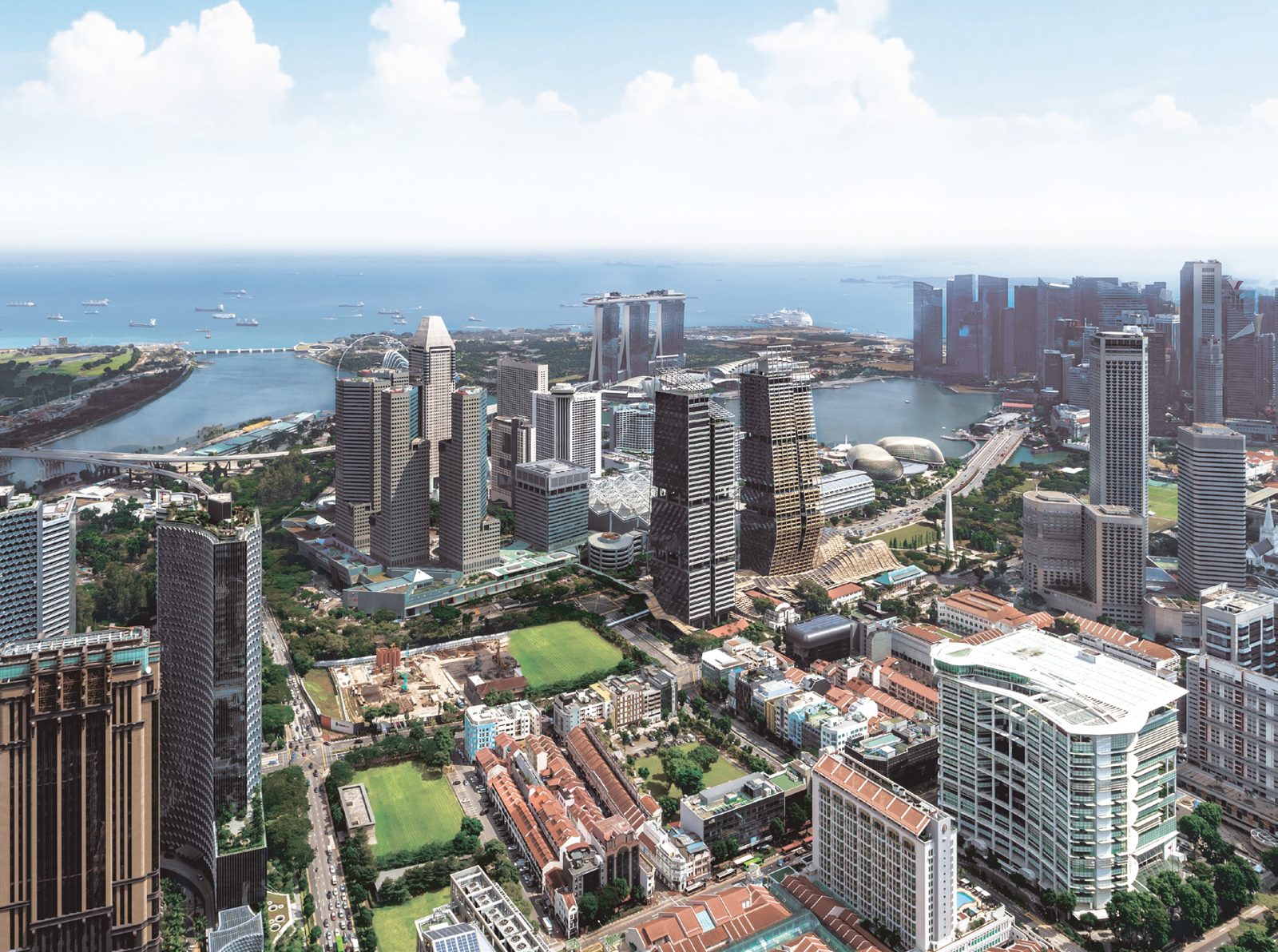 Aerial view of the Beach Road district